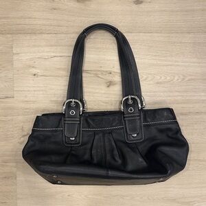 Vintage Coach Black Leather Bag